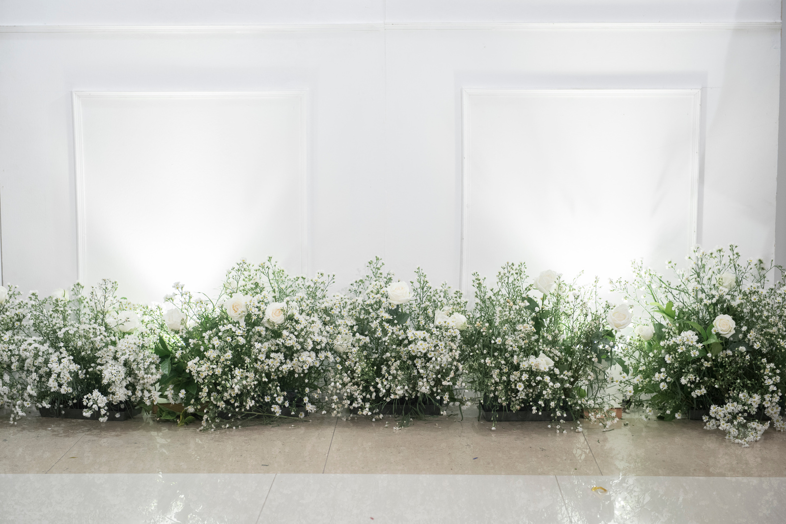 Two Blank Frames and Flower Bouquets in a Wedding